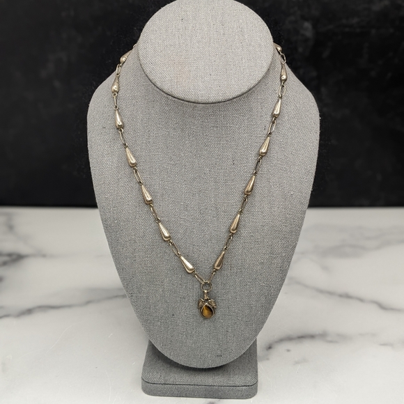 Vintage sterling silver & tiger's eye southwest necklace - Picture 2 of 6